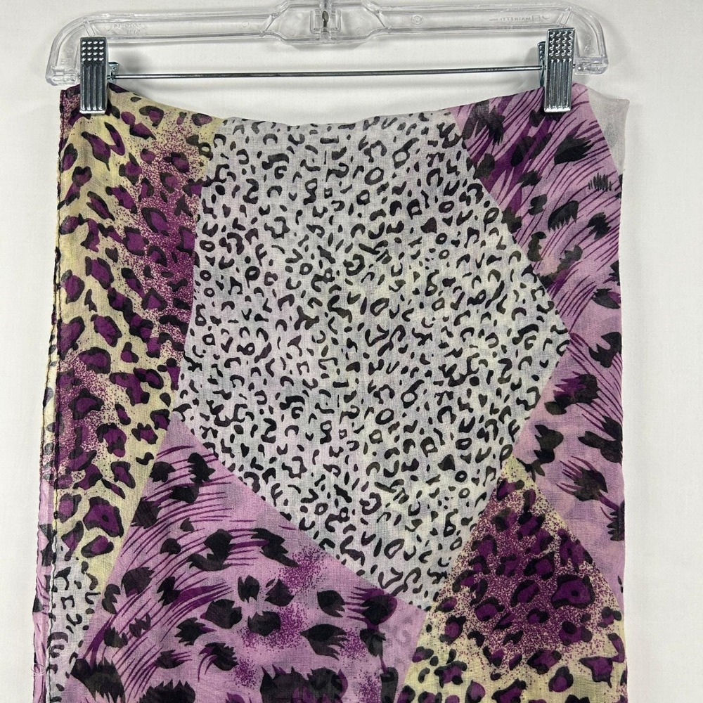 Purple Animal Print Lightweight Long Scarf Patchwork Leopard Cheetah Zebra - Picture 7 of 7
